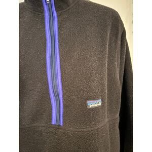VTG Patagonia Synchilla Fleece Quarter Zip Pullover Black Blue Gorpcore Retro